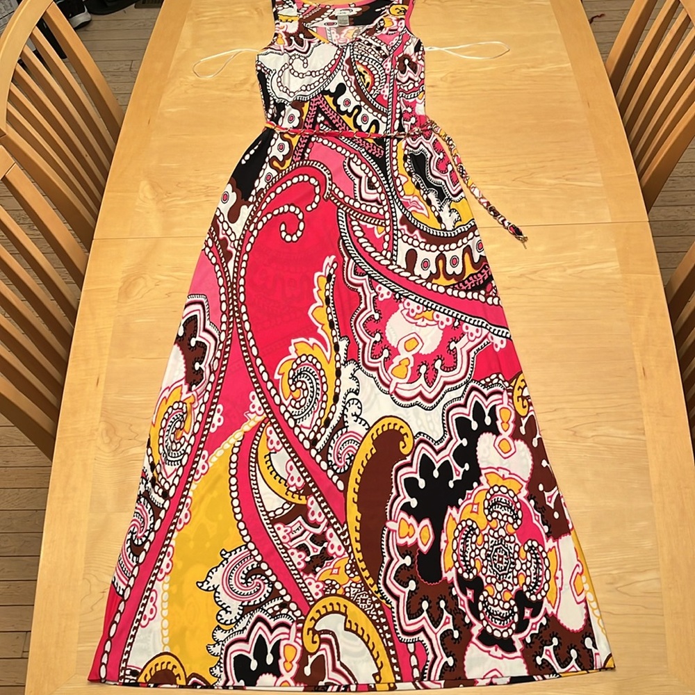 Cache Pink and White Paisley Print Maxi Dress - Sz M - Picture 8 of 16
